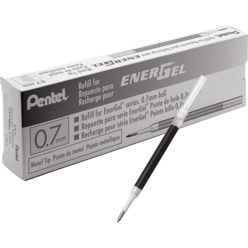 Energel Liquid Gel Pen Refill - 0.70 Mm Point - Black Ink - Smudge Proof, Quick-Drying Ink, Glob-Free - 12 / Box