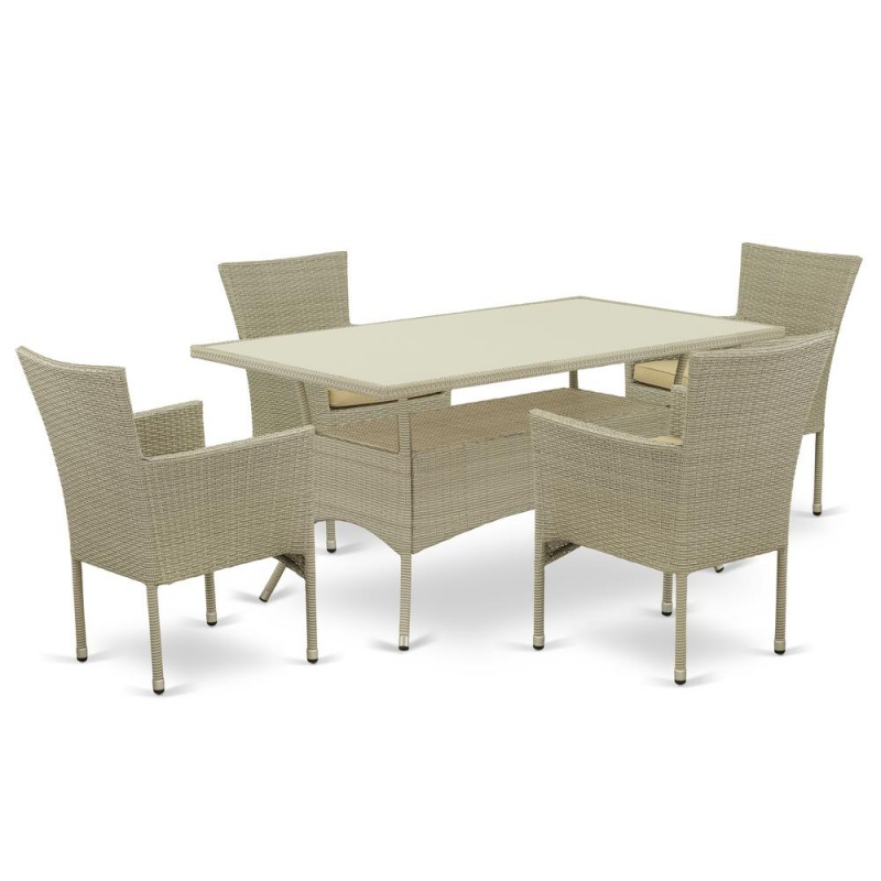 Wicker Patio Set Natural Linen, Osbk5-03a