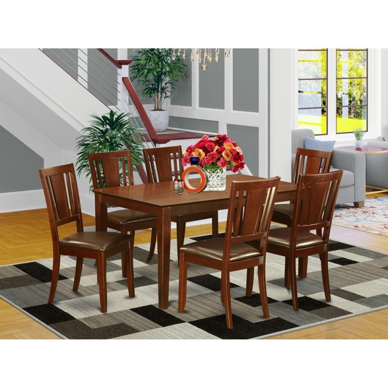 East West Furniture 7 PC Dining Room Set for 6 - Table and 6 Dining Chairs