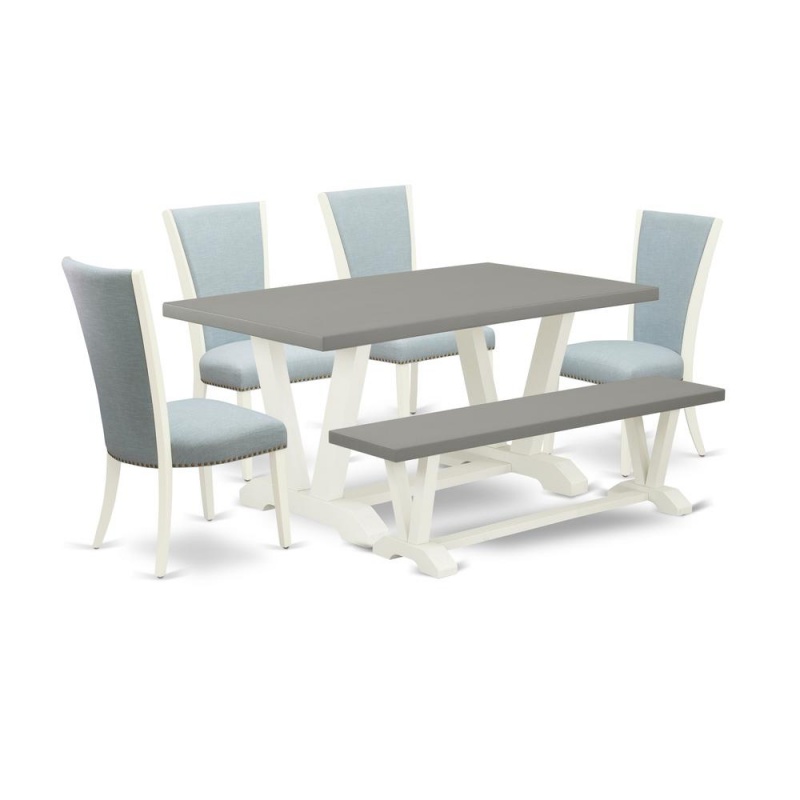 6 Piece Dining Set with Baby Blue Chairs
