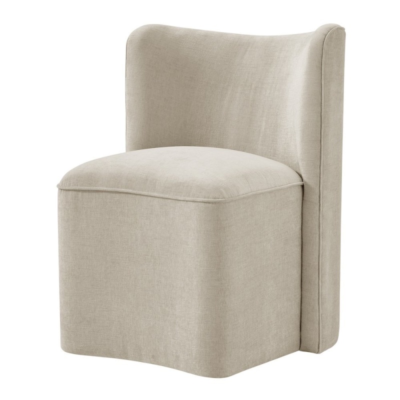 Morraine Dining Side Chair with Casters – Millburry Beige Chenille