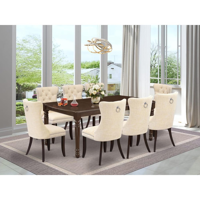9 Piece Dining Table Set with Butterfly Leaf