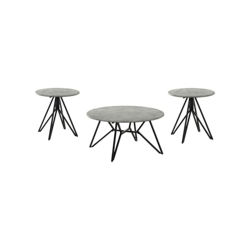 Hadi 3-Piece Round Smarttop Coffee And End Table Set Cement