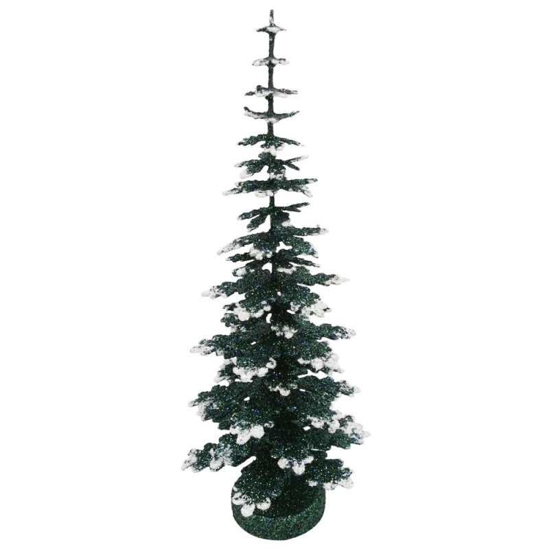 Paper Mache Tree - Green With Snow 30Cm