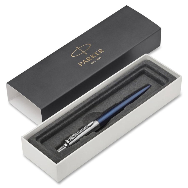 Parker Jotter Ballpoint Pen - Medium Pen Point - Refillable - Blue - Royal Blue Stainless Steel Barrel - 1 Each