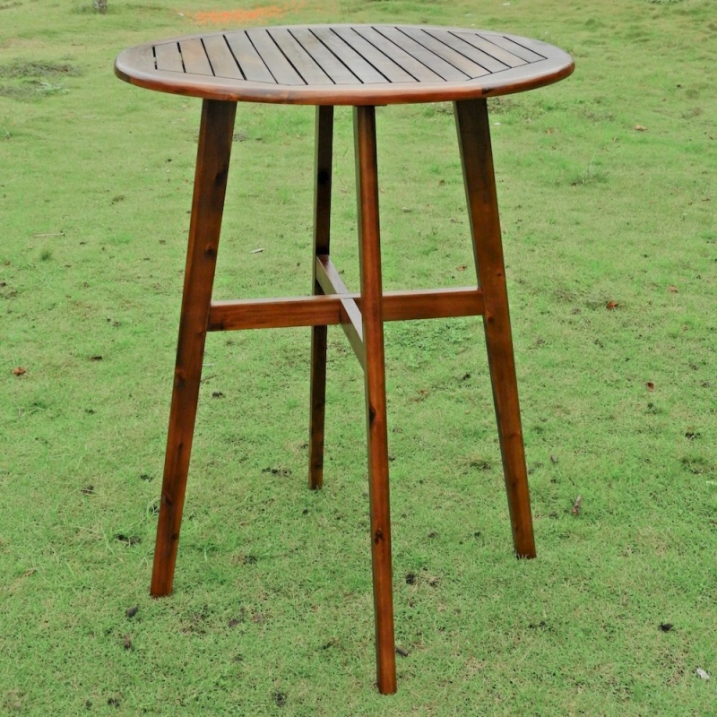 Acacia 32-Inch Round Bar Height Table, Stain