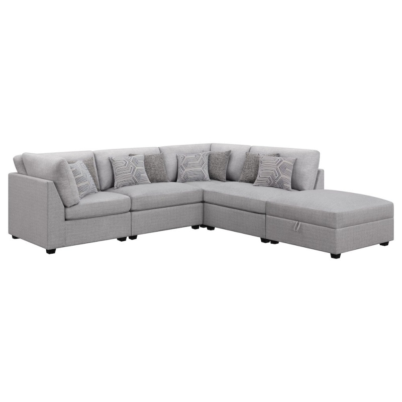 Cambria 5-Piece Upholstered Modular Sectional Sofa Grey