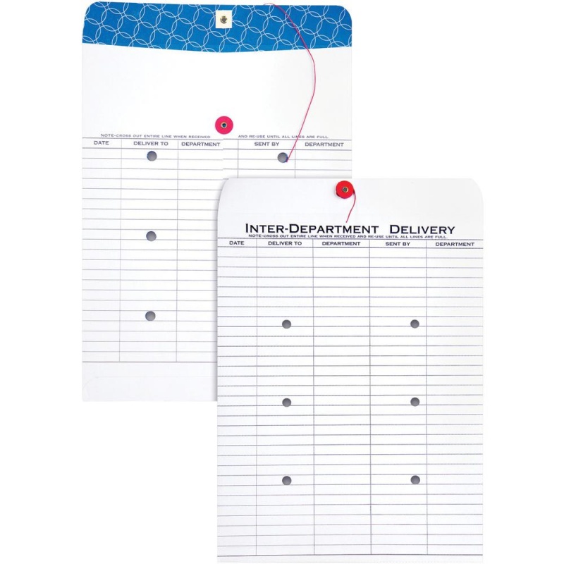 Quality Park 10 X 13 Treated Inter-Departmental Envelopes - Inter-Department - #13 1/2 - 10" Width X 13" Length - 28 Lb - String/Button - 100 / Box - White