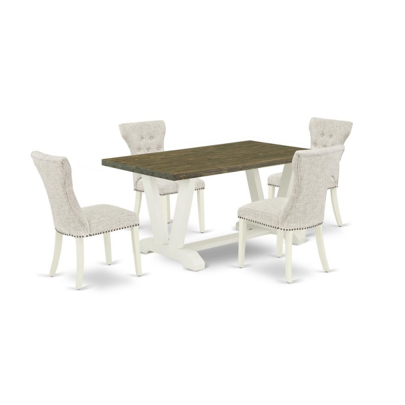 5-Pc Rectangular Dinette Set with 4 Parson Chairs
