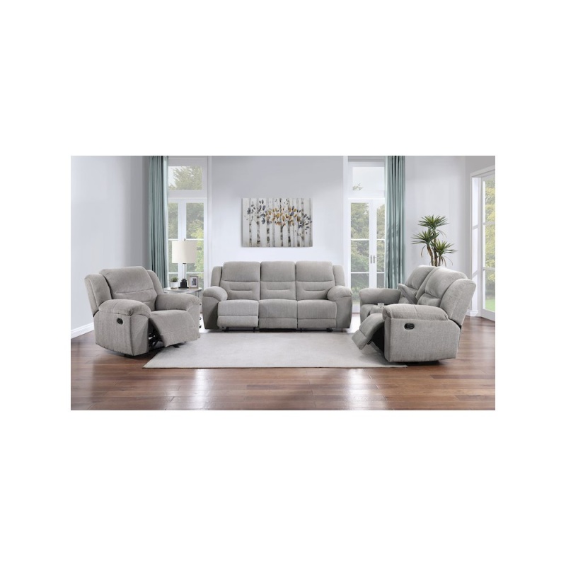 Gilson 3-Piece Chenille Upholstered Sofa Set Grey