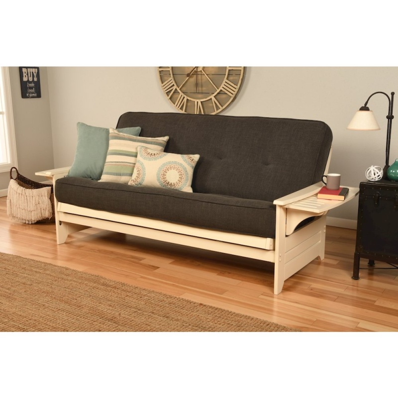 Phoenix Frame/Antique White Finish/Linen Charcoal Mattress