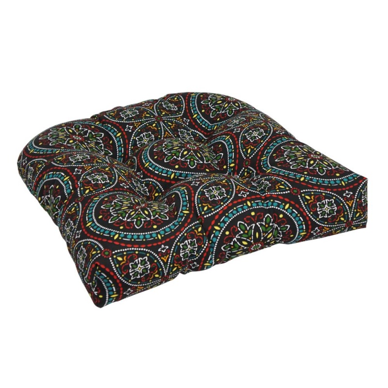 19-Inch U-Shaped Spun Polyester Outdoor Tufted Dining Chair Cushion