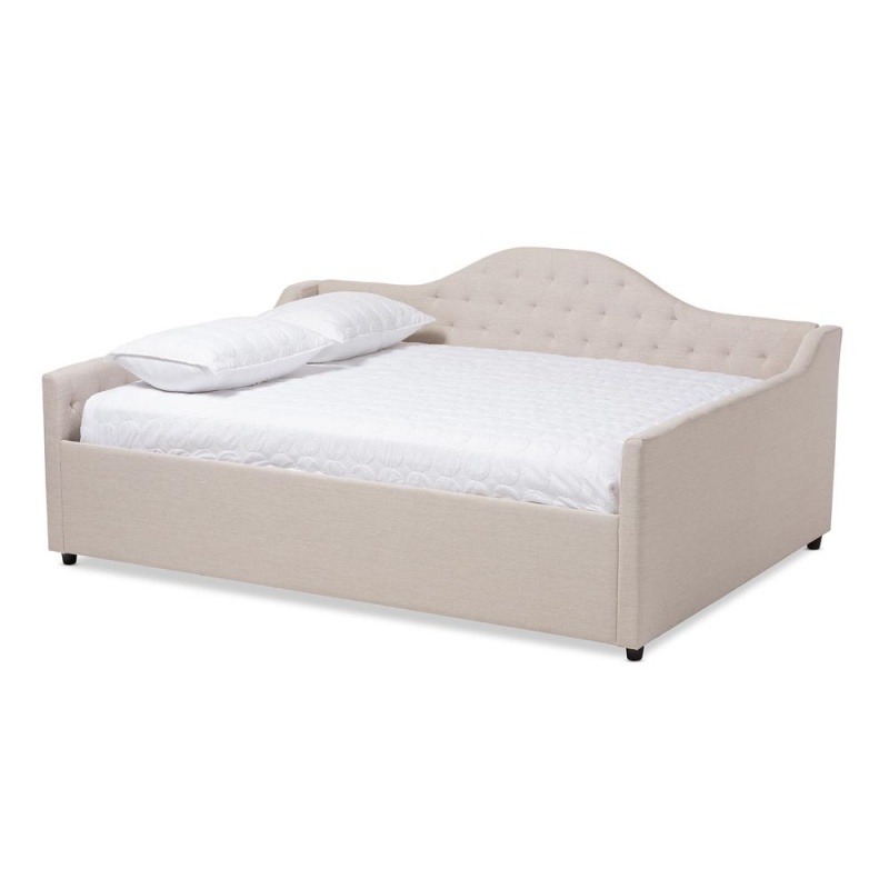 Eliza Modern And Contemporary Light Beige Fabric Upholstered Full Size Daybed