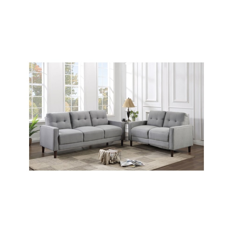 Bowen 2-Piece Upholstered Track Arm Tufted Sofa Set Grey