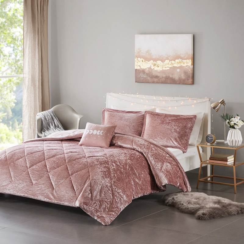 Velvet Duvet Cover Set With Throw Pillow