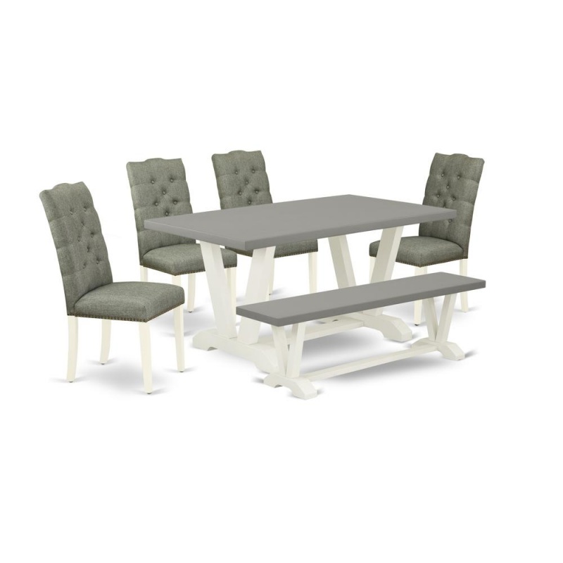 East West Furniture 6-Piece Dining Table Set