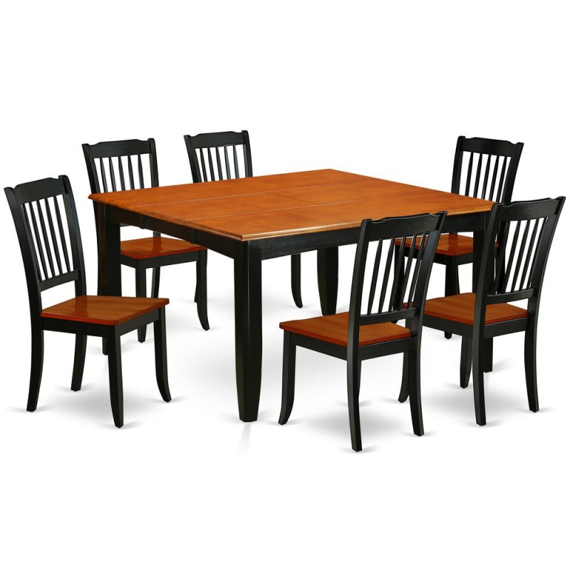 Dining Room Set Black & Cherry, Pfda7-Bch-w