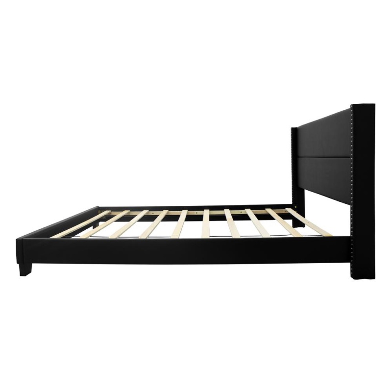 Better Home Products Giulia Faux Leather Upholstered Twin Platform Bed In Black