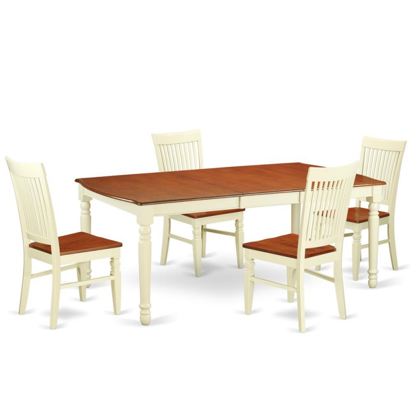 Dining Room Set Buttermilk & Cherry, Dowe5-Bmk-w