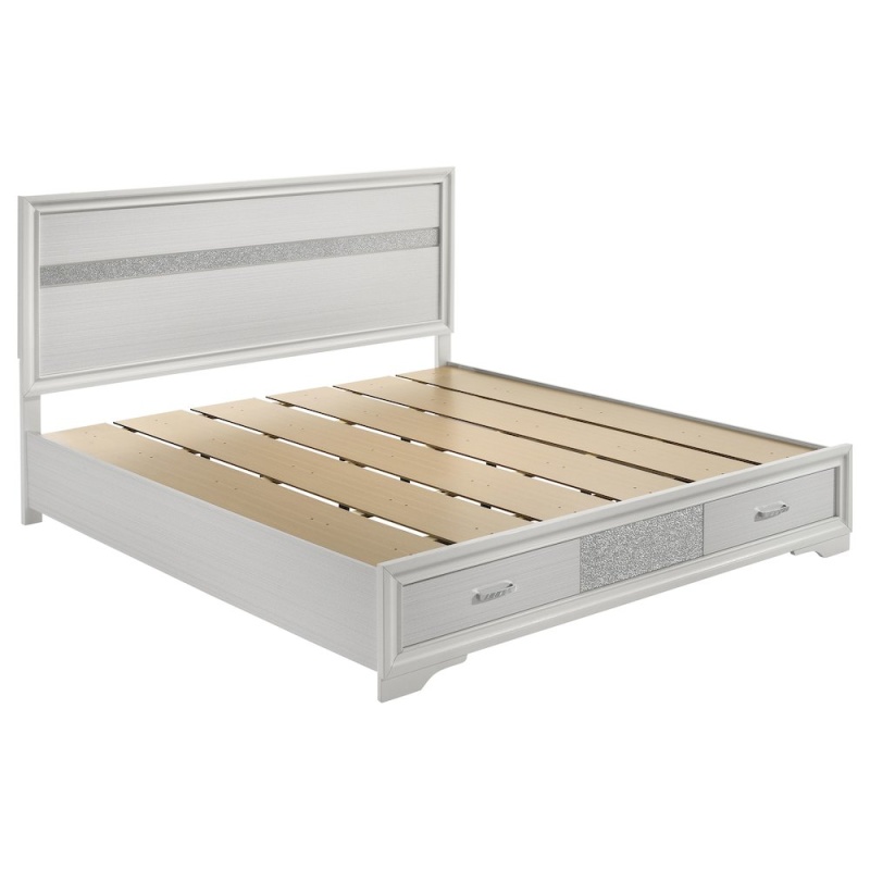 Miranda 51-Inch Wood Eastern King Storage Panel Bed White