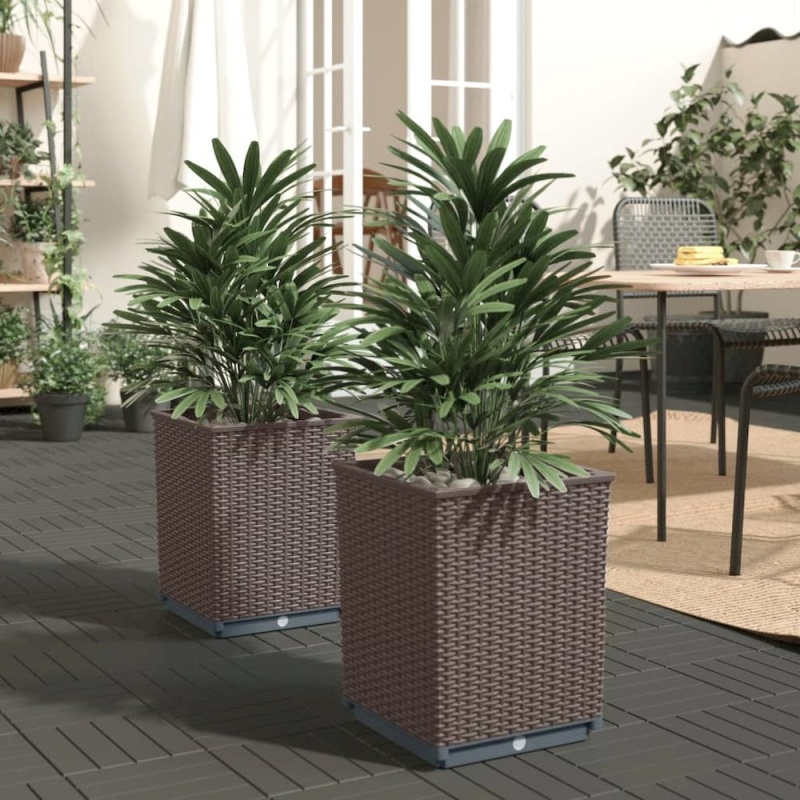 Vidaxl Brown Polypropylene Planters, 2 Pcs