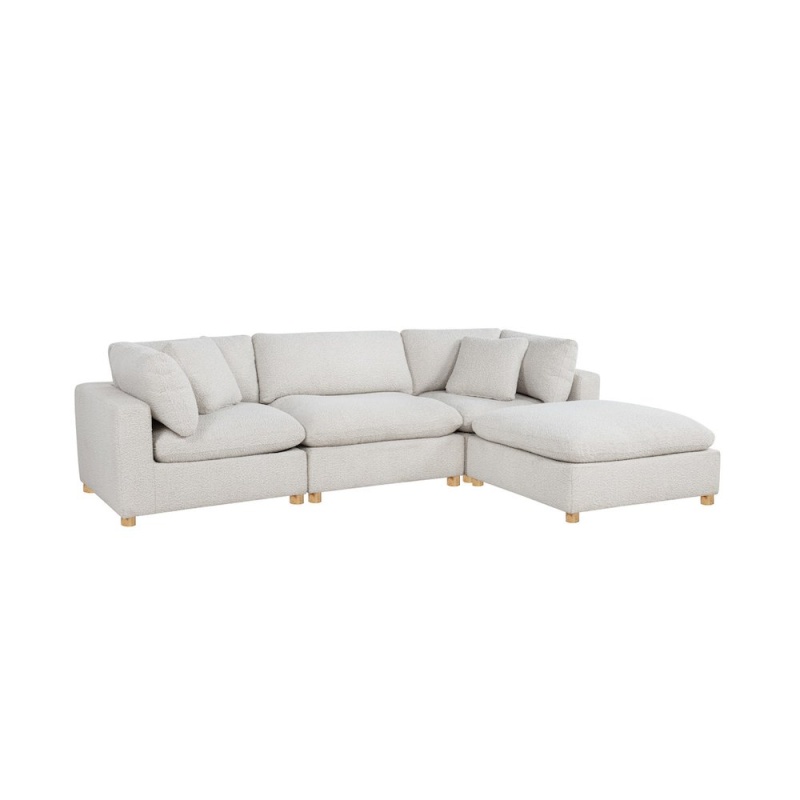 4-Piece Boucle Modular Sectional, Cream