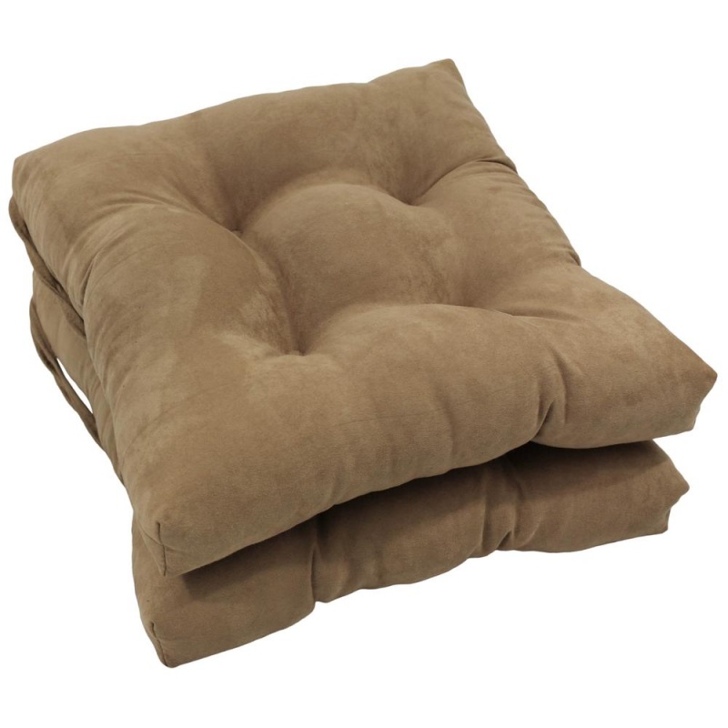 16-Inch Solid Micro Suede Square Tufted Chair Cushions (Set Of 2)