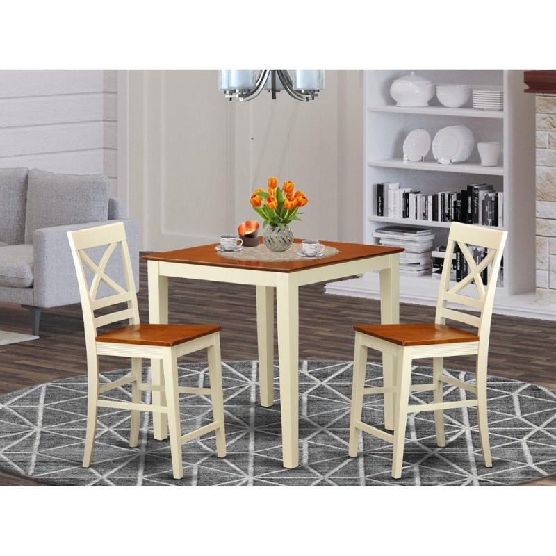 3 Pc Dining Counter Height Set-Pub Table And 2 Dining Chairs