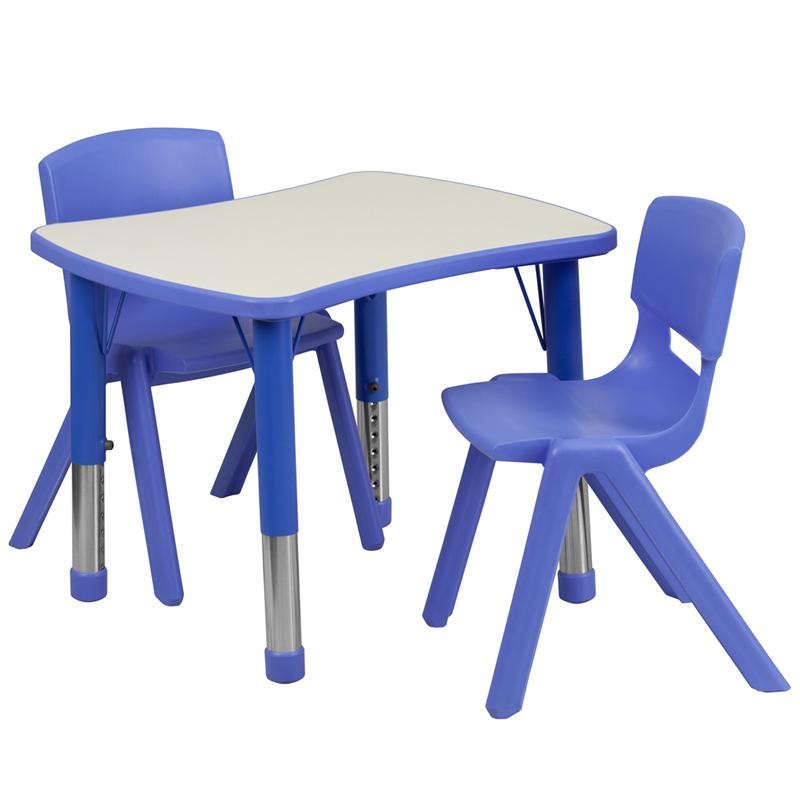 Blue Plastic Height Activity Table Set with 2 Chairs