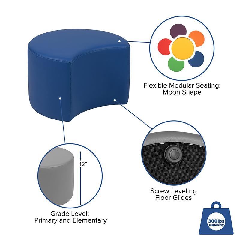 Soft Seating Collaborative Moon For Classrooms And Daycares - 12" Seat Height (Blue)
