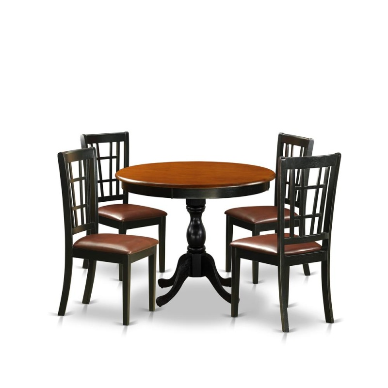 5-Piece Dinette Set with Wood Table and 4 Chairs