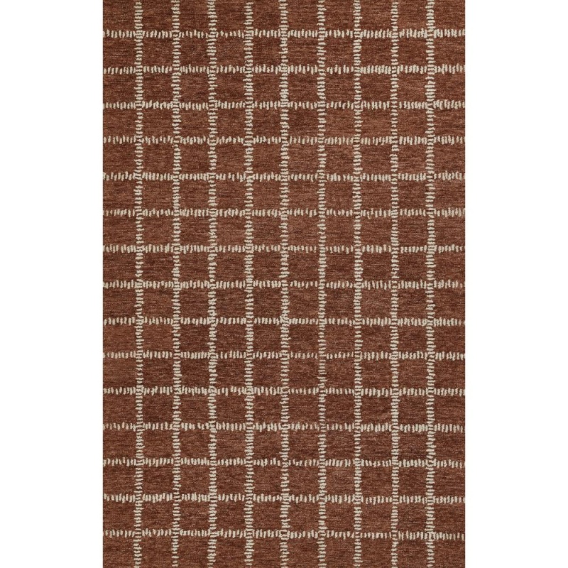 Contemporary Rectangle Area Rug, Rust, 5' x 8'