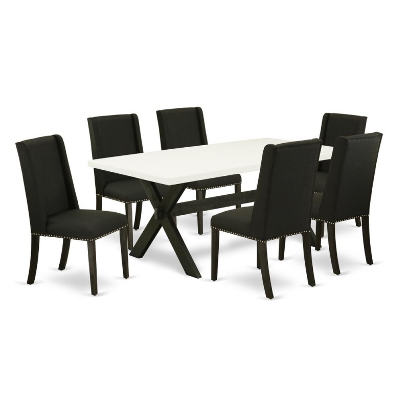 7-Piece Kitchen Table Set with 6 Parson Chairs