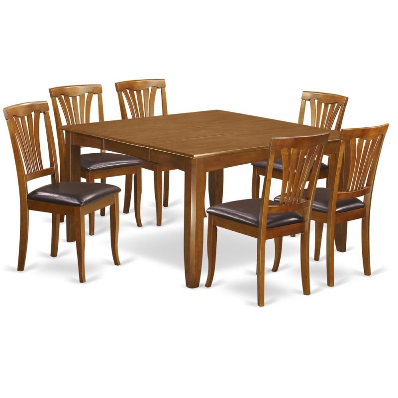 East West Furniture 7 PC Square Dining Room Set with Leaf and 6 Chairs