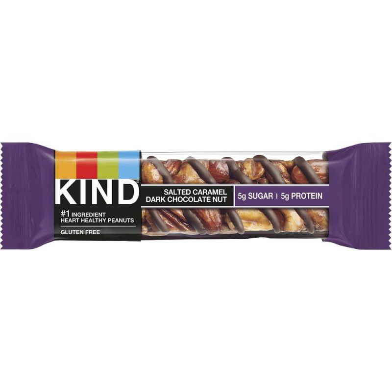 Kind Nuts And Spices Bars - Gluten-Free, Trans Fat Free, Sulfur Dioxide-Free, Low Sodium, No Artificial Flavor, Low Glycemic - Salted Caramel & Dark Chocolate Nut - 1.40 Oz - 12 / Box