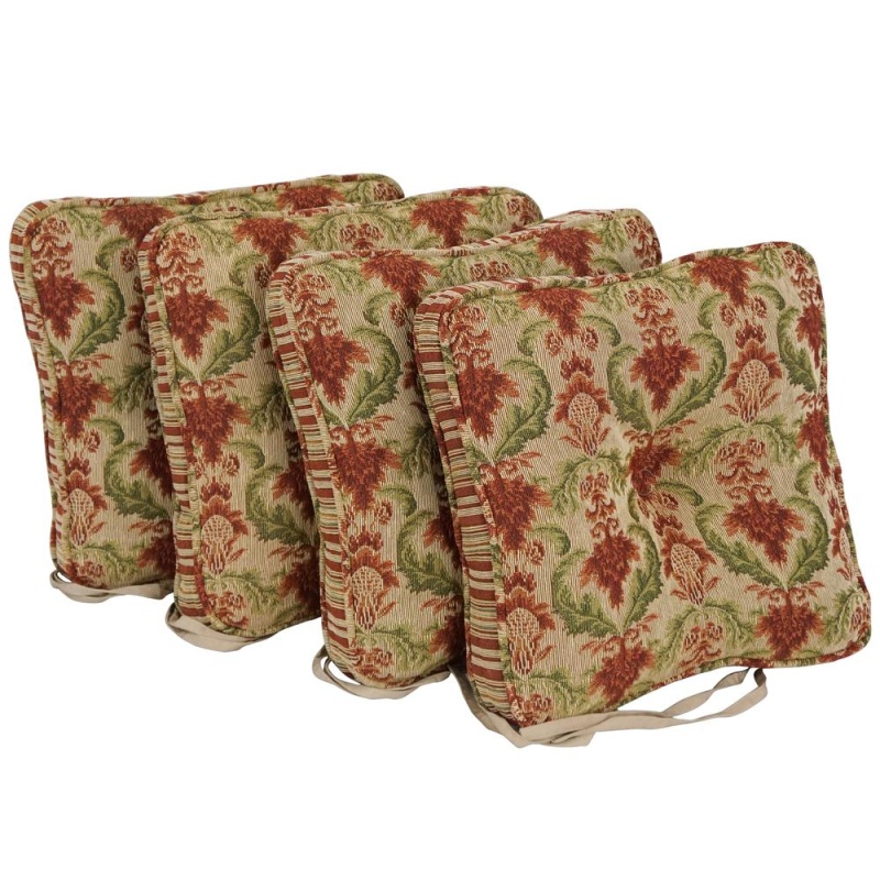 17-Inch Premium Tapestry Corded Chair Cushions (Set Of 4) Co-917X17cd-S4-Cotp-2