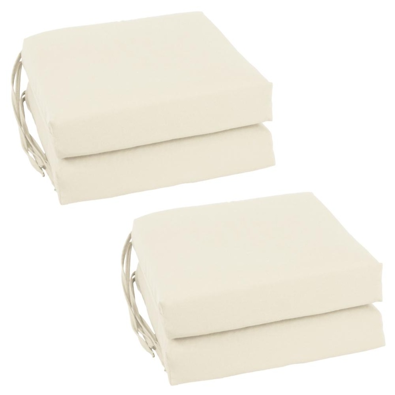 Blazing Needles Set Of 4 Indoor Twill Chair Cushions, Natural