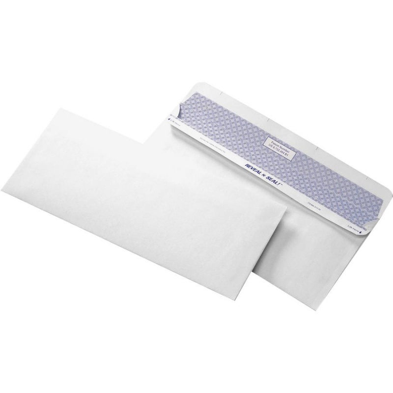 Quality Park No. 10 Security Tinted Business Envelopes With Reveal-N-Seal® Self-Seal Closure - Security - #10 - 4 1/8" Width X 9 1/2" Length - 24 Lb - 500 / Box - White