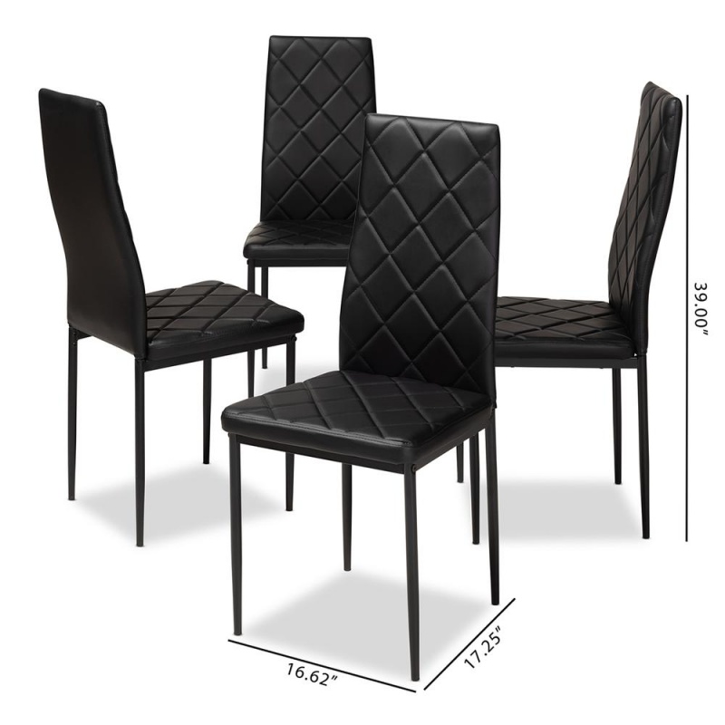 Blaise Modern And Contemporary Black Faux Leather Upholstered Dining Chair (Set Of 4)