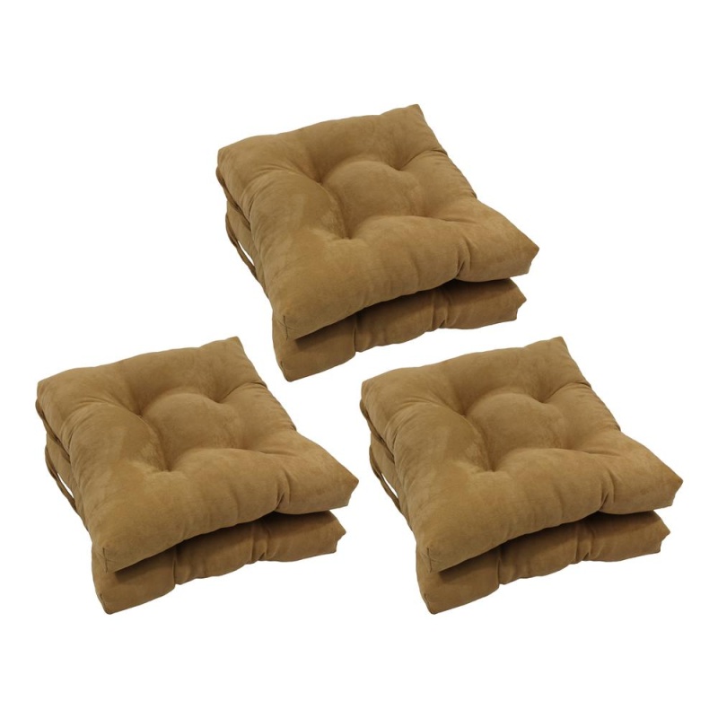 16-Inch Solid Microsuede Square Tufted Chair Cushions (Set Of 6) 916X16sq-T-6Ch-Ms-Cm