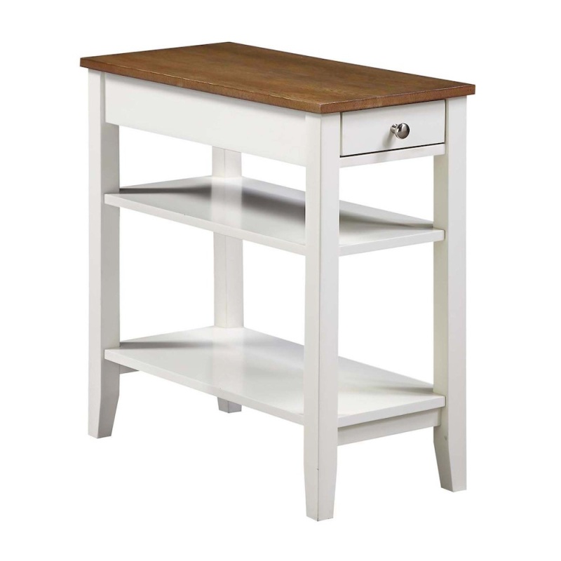 American Heritage 1 Drawer Chairside End Table with Shelves – Driftwood/White