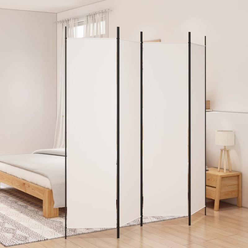 4-Panel Room Divider White 78.7"X78.7" Fabric