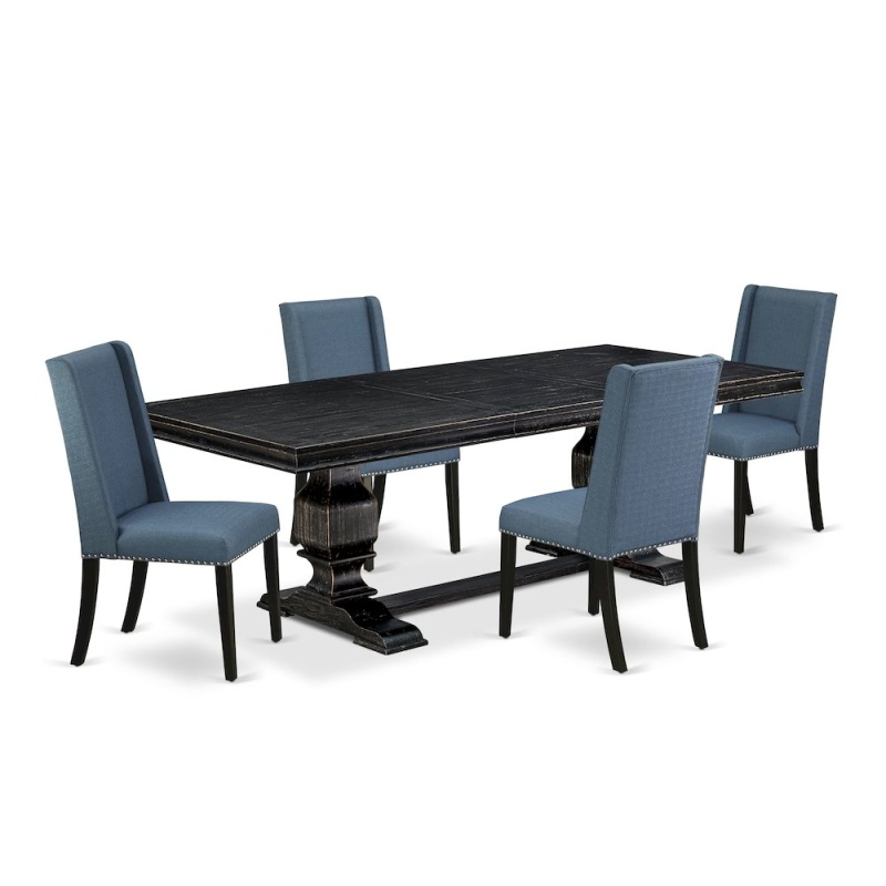 5 Piece Kitchen Table Set With Rectangular Table and 4 Dining Chairs
