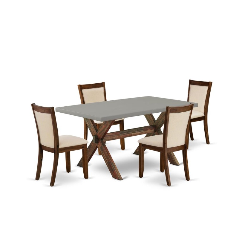 5-Piece Dining Room Table Set with 4 Parsons Chairs