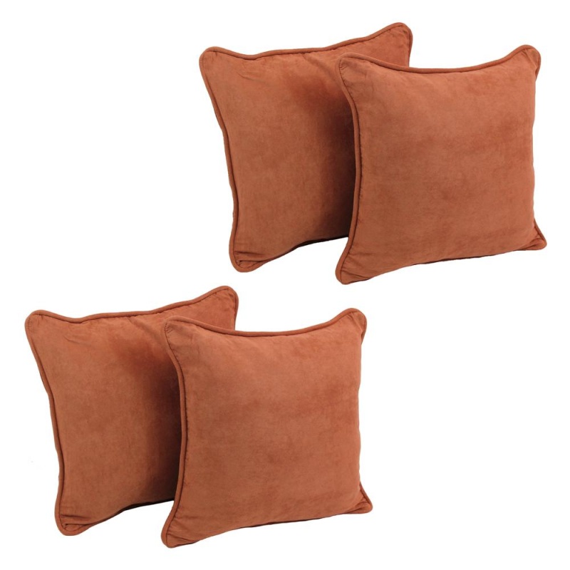 18-Inch Double-Corded Solid Microsuede Square Throw Pillows With Inserts (Set of 4)