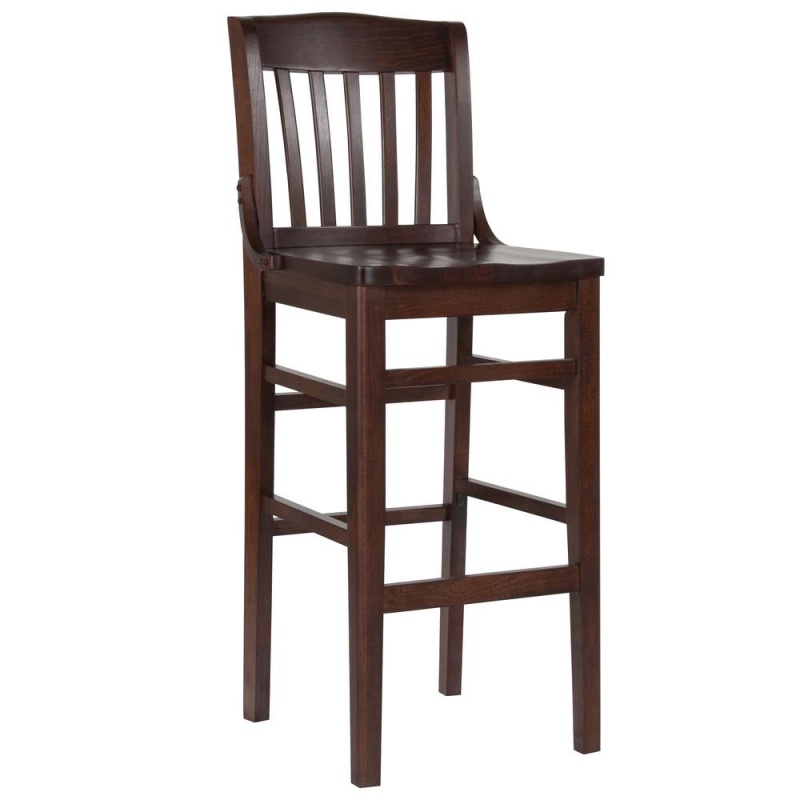 School House Back Walnut Wood Restaurant Barstool
