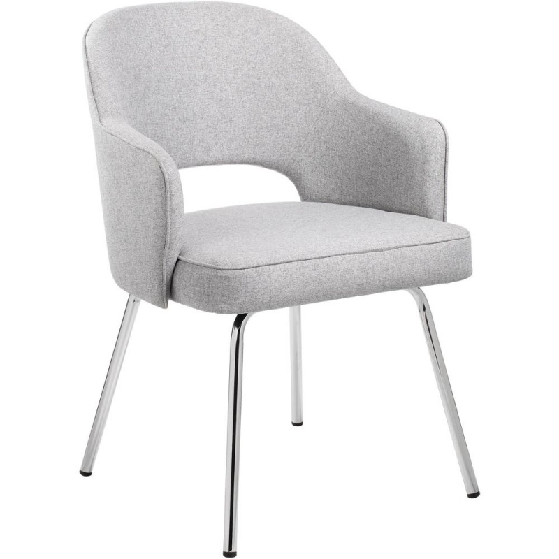 Boss Granite Linen Guest Chair - Granite Linen Seat - Granite Linen Back - Chrome Frame - Four-Legged Base - 1 Each