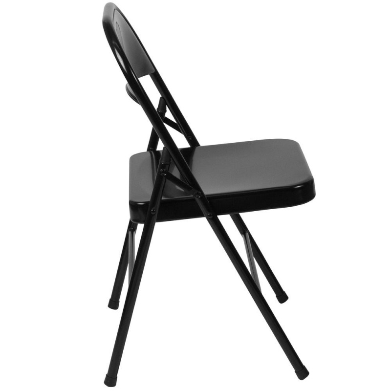Hercules Series Double Braced Black Metal Folding Chair
