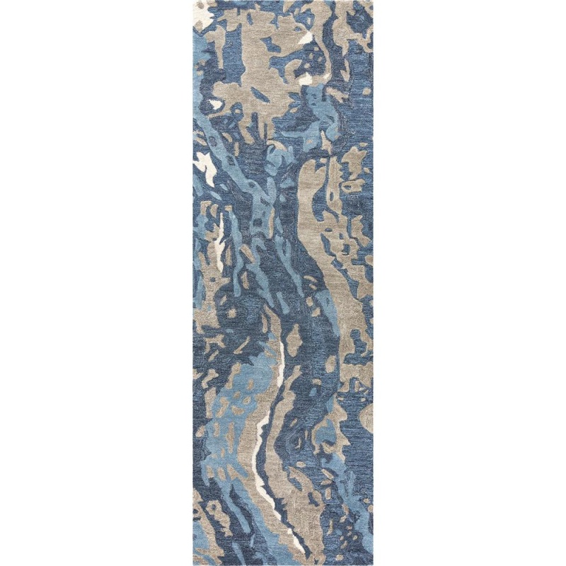 Hand Tufted Cut & Loop Pile Wool/ Viscose Rug, 2'6" X 8'