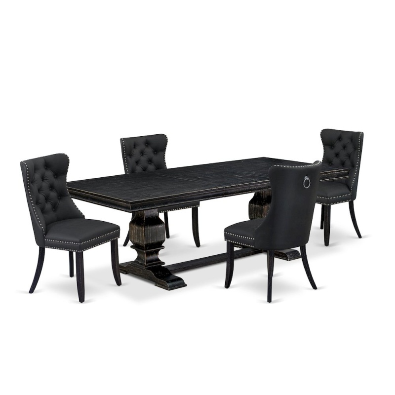 5 Pieces Modern Dining Set with Rectangle Table and 4 Chairs